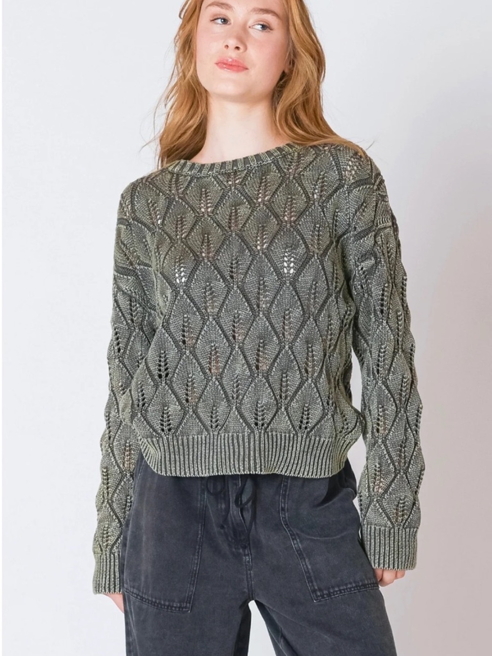 Khaki Crewneck Sweater - 100% cotton